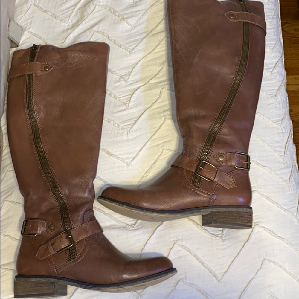 Brown leather boots